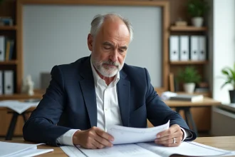 Architecte homme en bureau moderne examinant des plans