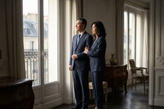Couple asiatique élégant dans un appartement parisien