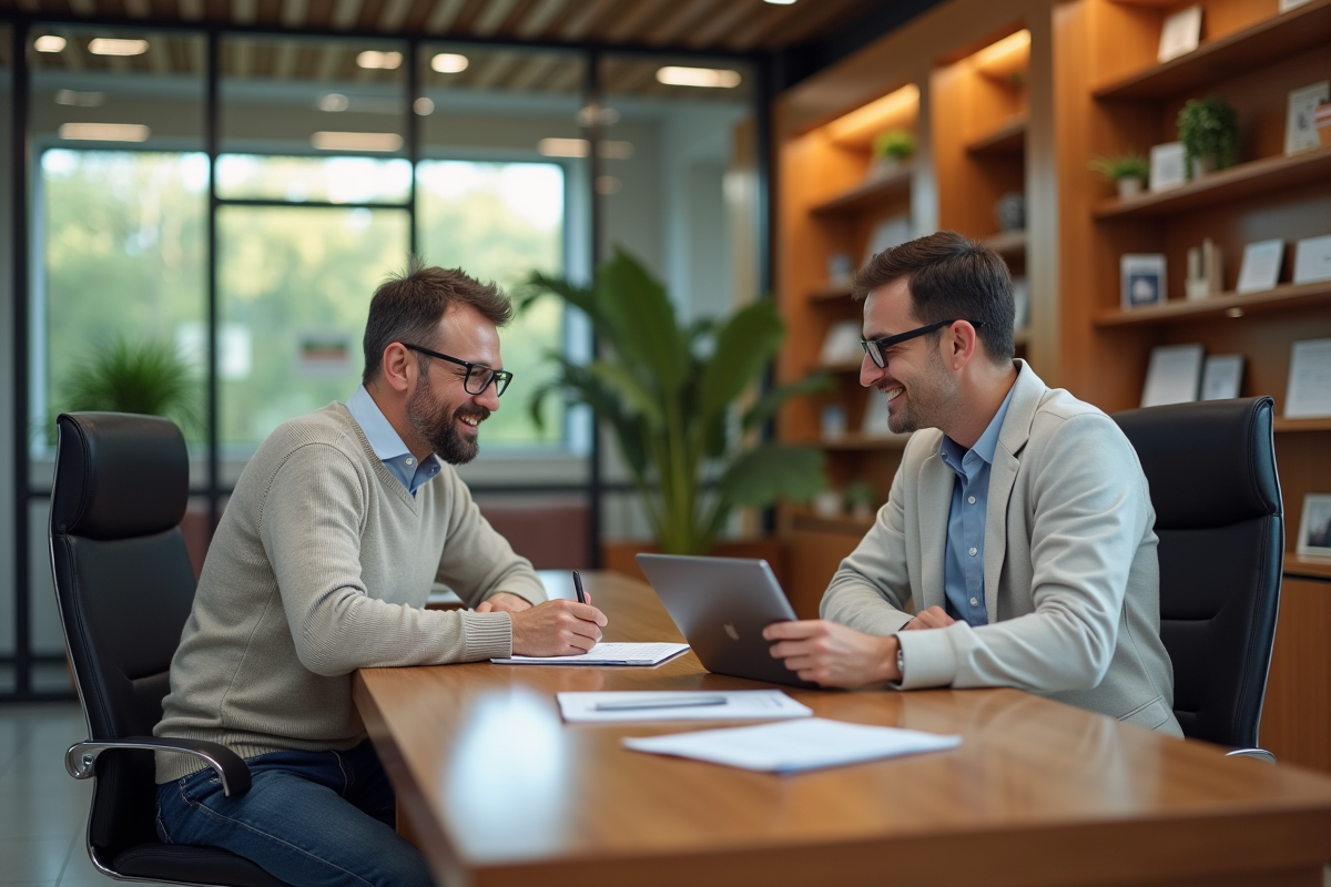 Homme et conseiller bancaire discutent d un prêt