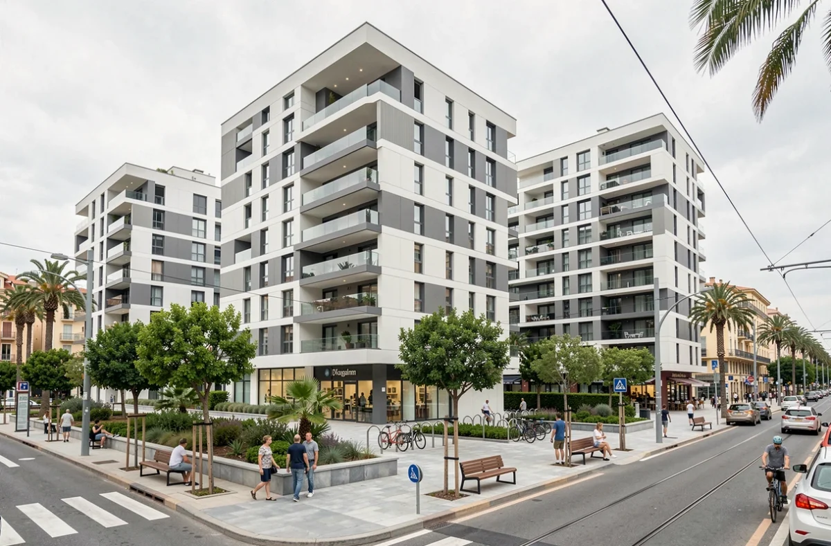 Grand programme immobilier neuf Kaufman and Broad dans une grande ville de la région PACA avec rez-de-chaussée commercial