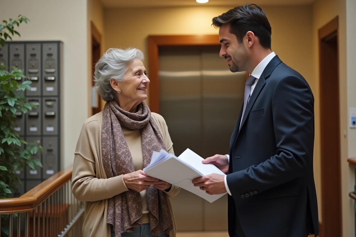Résidente âgée présentant des rapports au gestionnaire