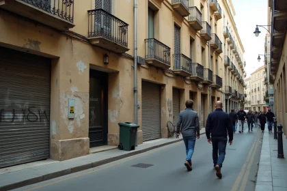 Rue urbaine du 9ème arrondissement de Marseille avec graffitis et bâtiments anciens