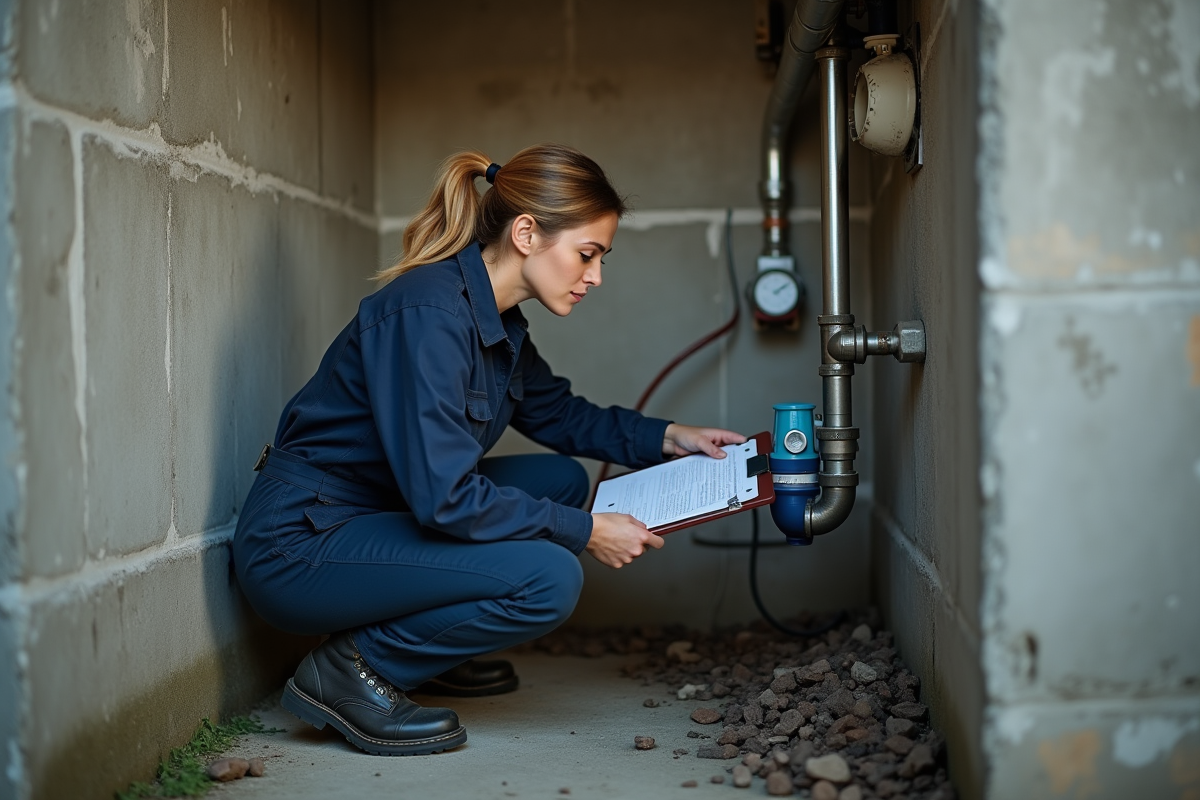 Technicienne inspectant un compteur d